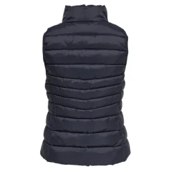 Gilet matelassé long col haut bleu foncé en nylon Ivy