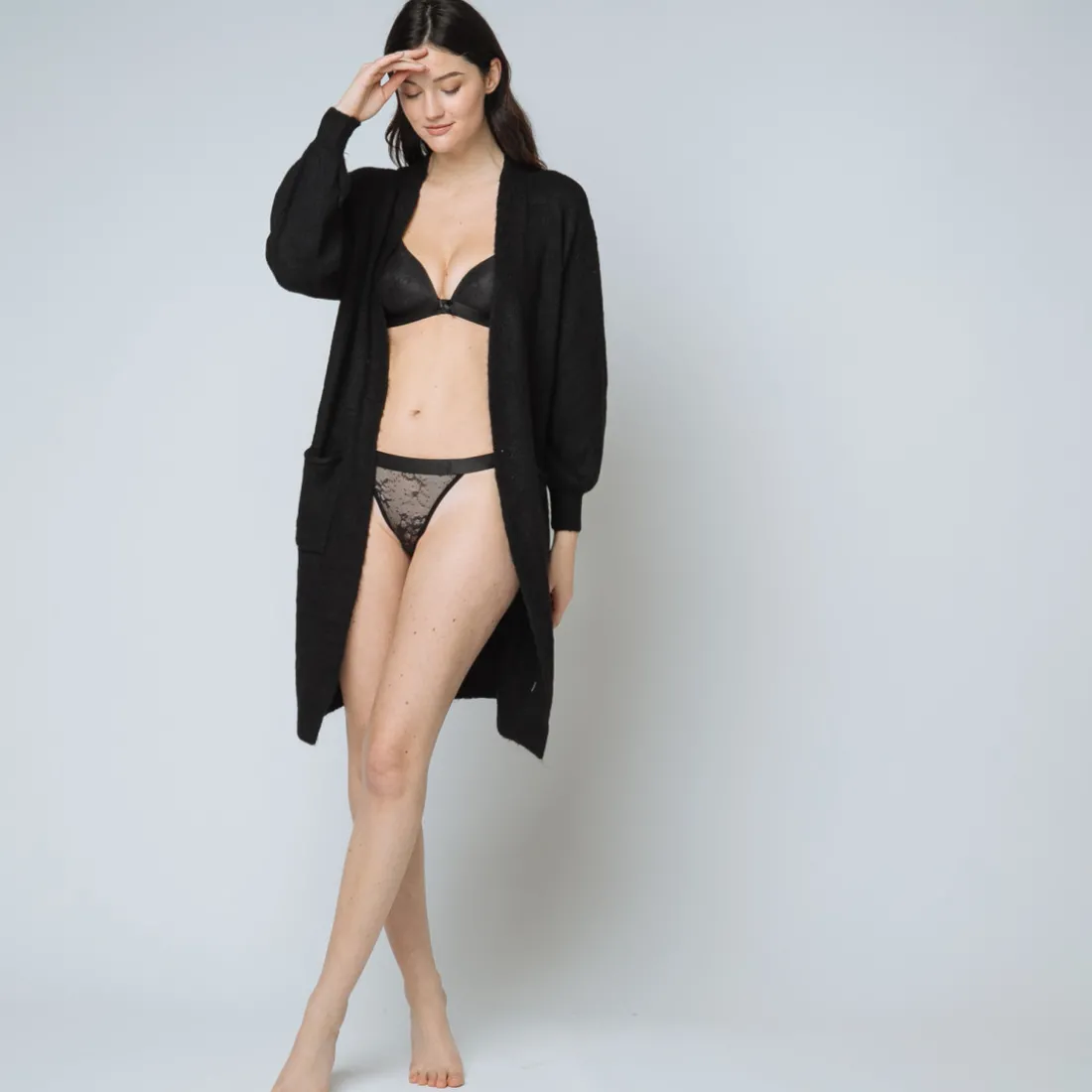 Gilet mi-long loose - Noir
