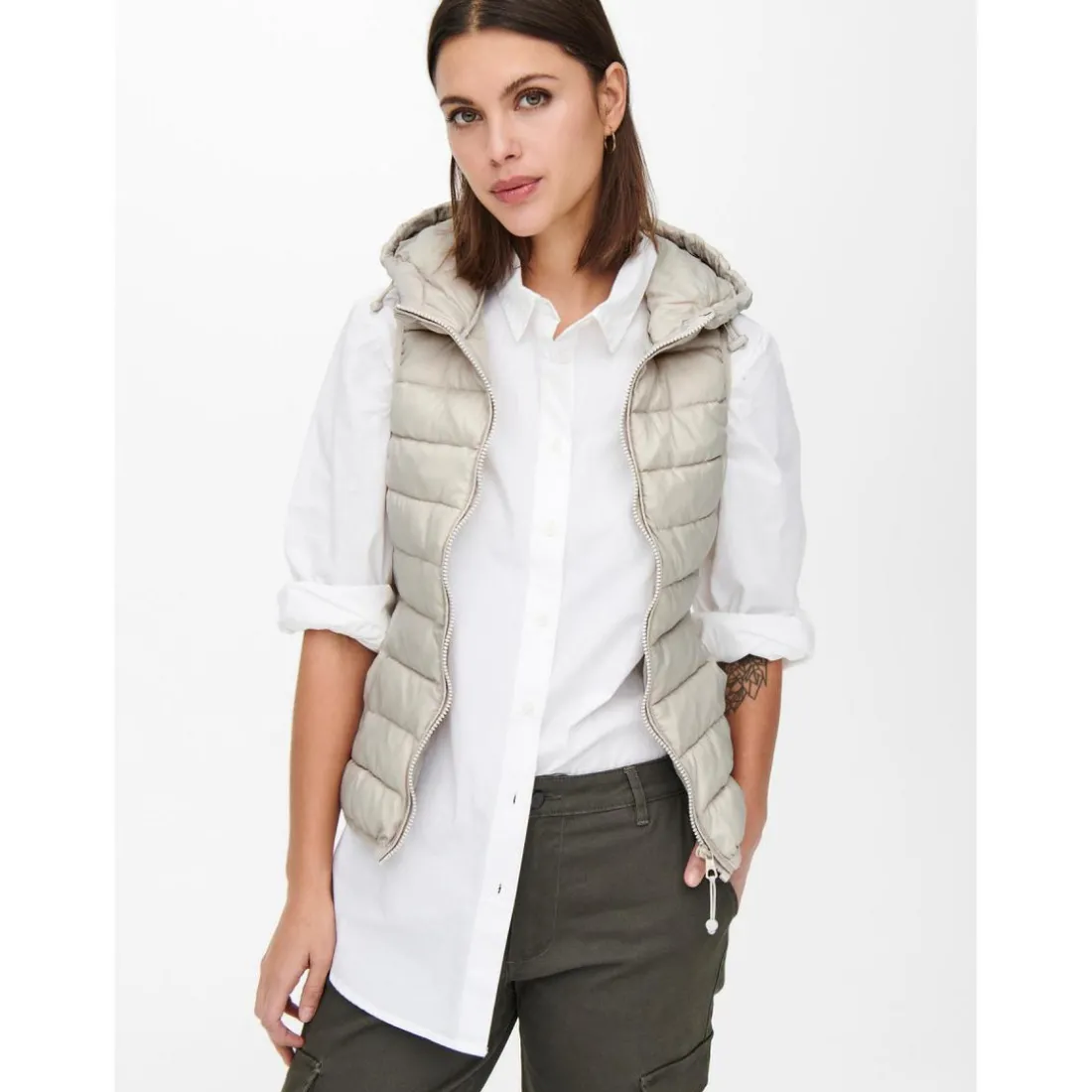 Gilets anti-froid beige en nylon