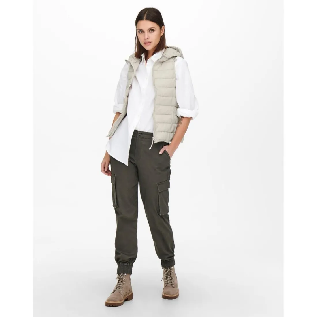 Gilets anti-froid beige en nylon