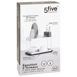 Égouttoir 2 niveaux gris