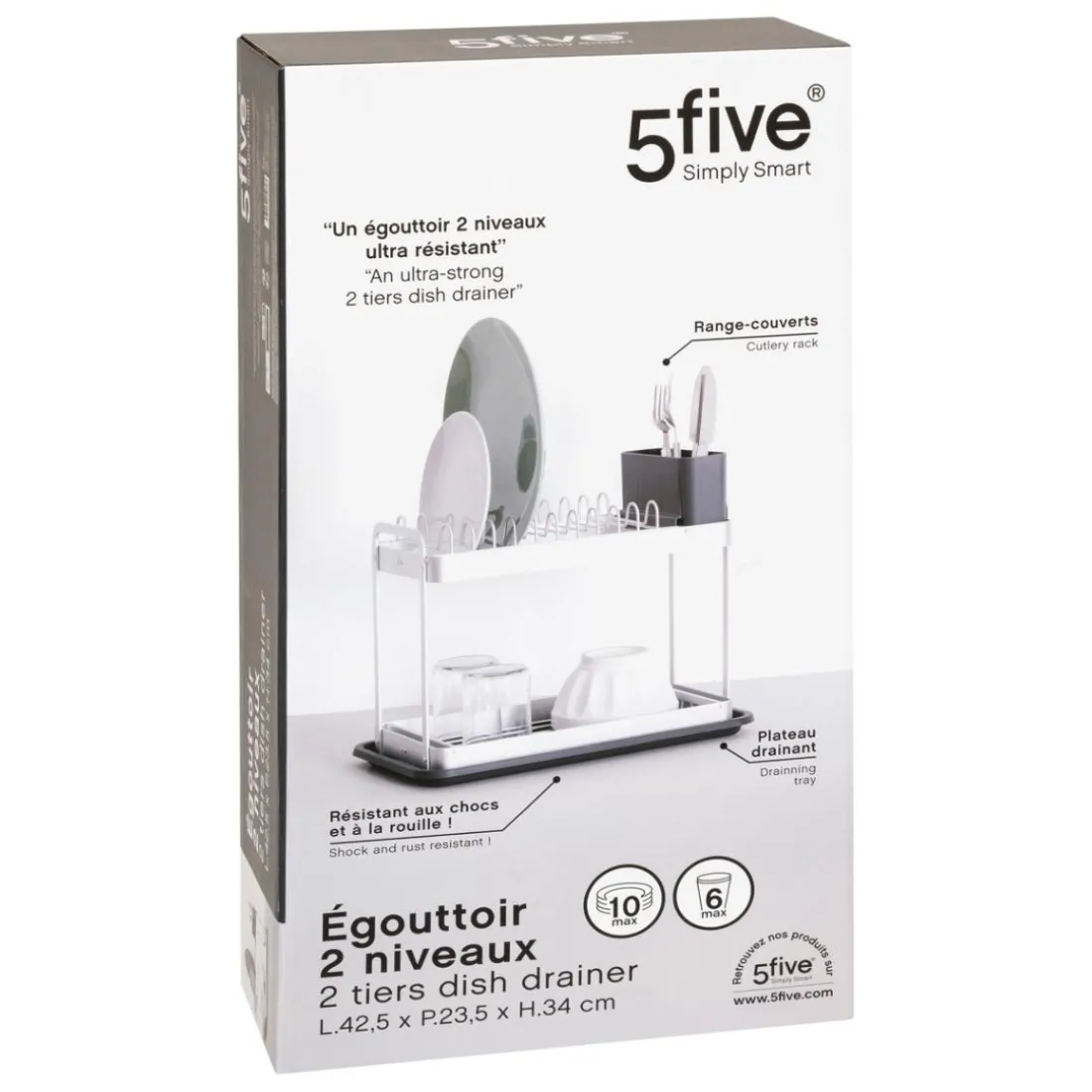 Égouttoir 2 niveaux gris