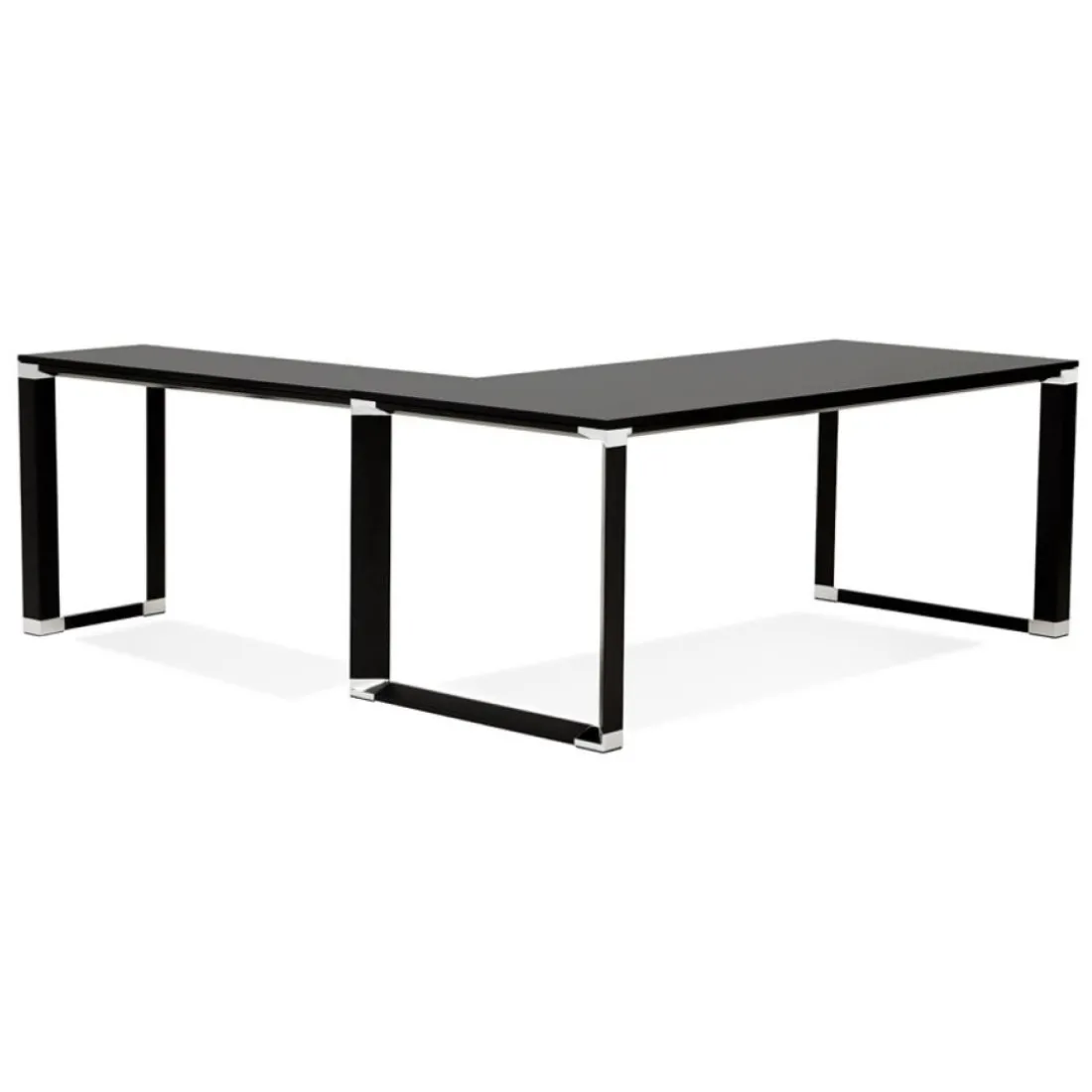 Grand bureau de direction en angle 'XLINE' en bois noir