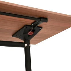 Grand bureau pliable 'FLEXO' sur roulettes en bois finition Noyer
