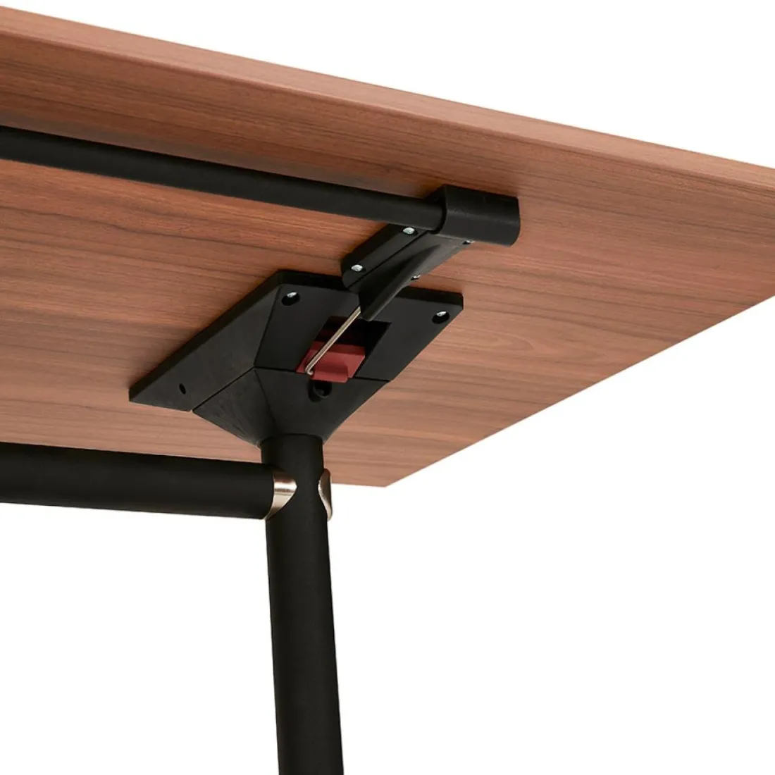 Grand bureau pliable 'FLEXO' sur roulettes en bois finition Noyer