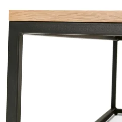 Grande table basse style industriel 'TRIBECA' en bois finition naturelle et métal noir