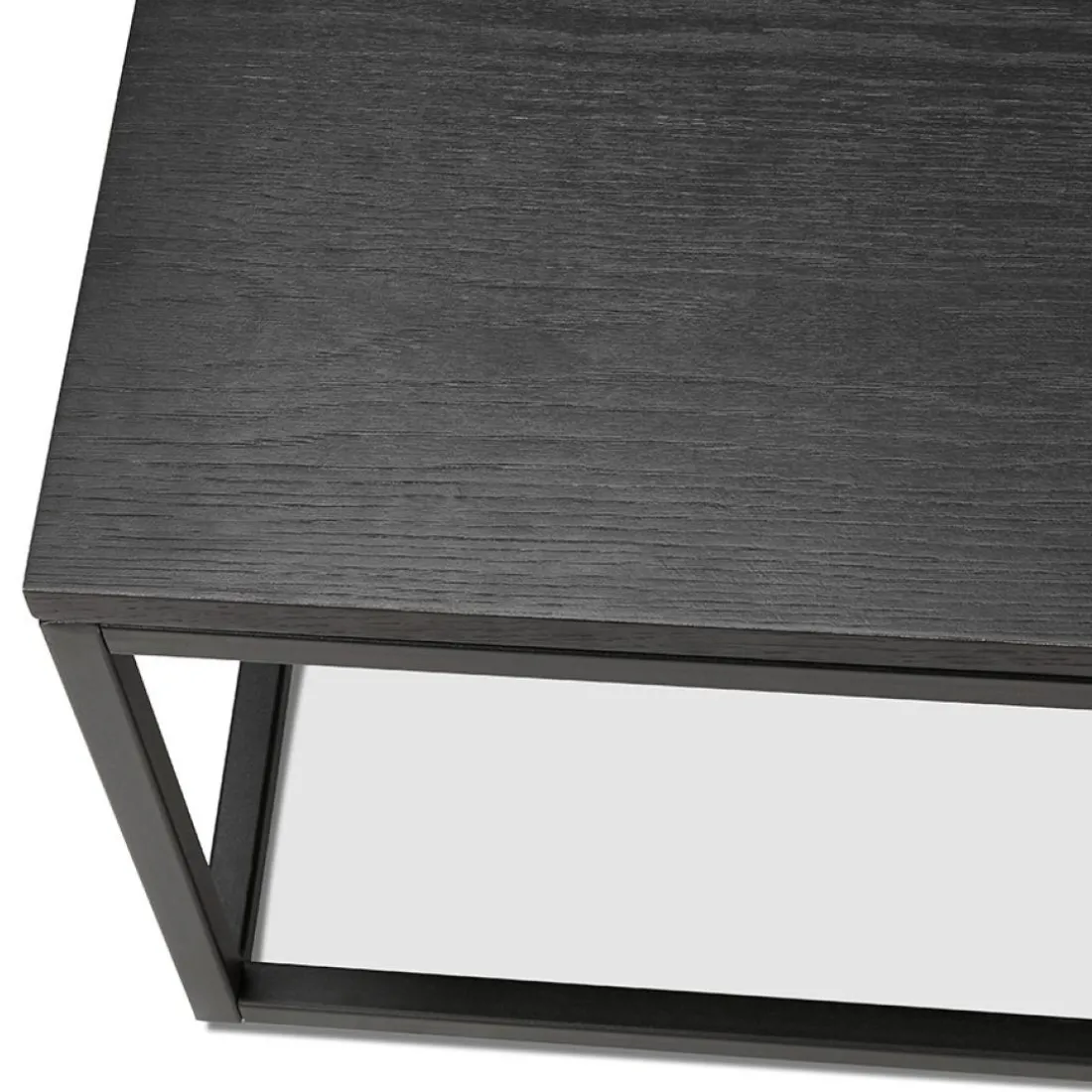 Grande table basse style industriel 'TRIBECA' en bois et métal noir