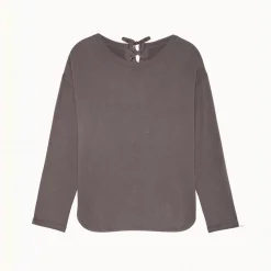 Guimauve - t-shirt manches longues fluide gris en viscose
