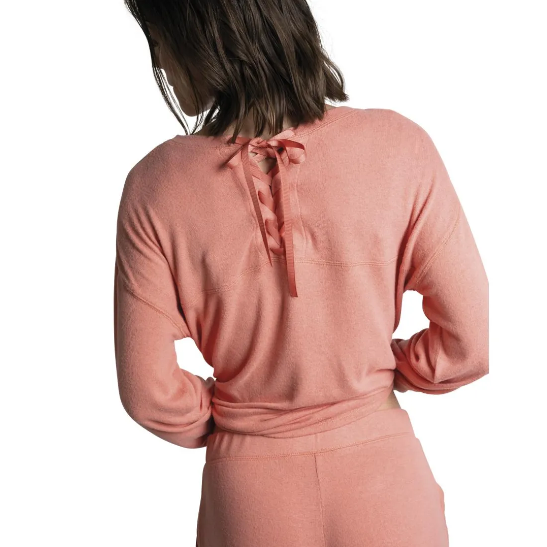 Guimauve - t-shirt manches longues fluide rose en viscose