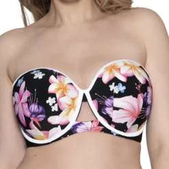 Haut de maillot de bain bandeau armatures noir