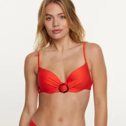 Haut de maillot de bain coques push up rouge Rivage