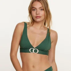 Haut de maillot de bain triangle kaki Amour vert