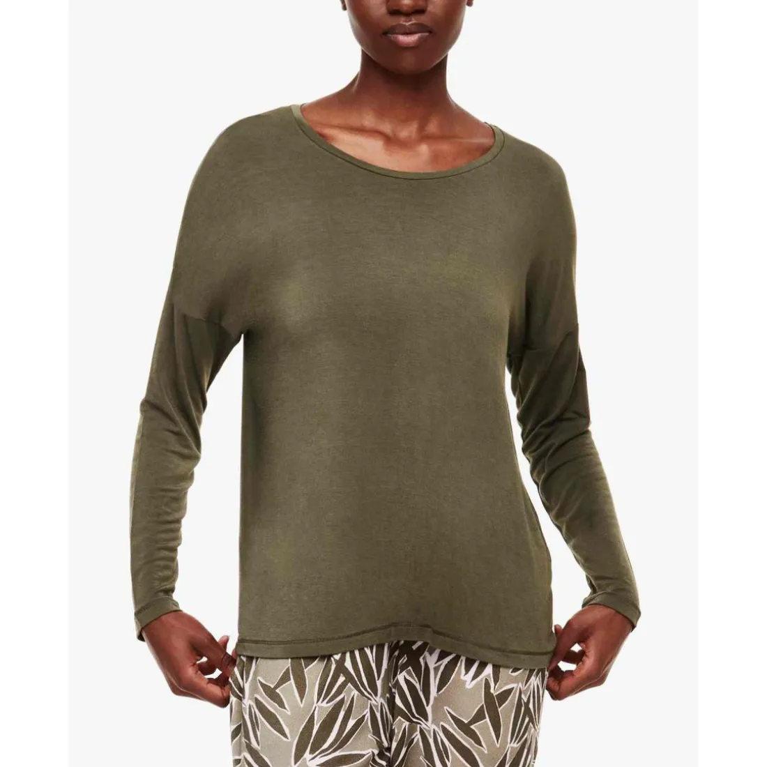 Haut de pyjama - T-shirt à manches longues - Vert Chantelle en coton modal