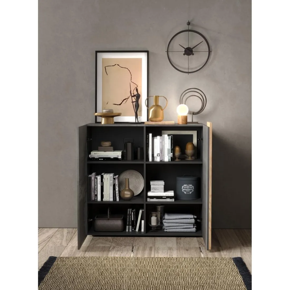 Highboard 2 portes en panneaux de particules