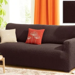 Housse bi-extensibles fauteuil ou canapé ROC H marron chocolat