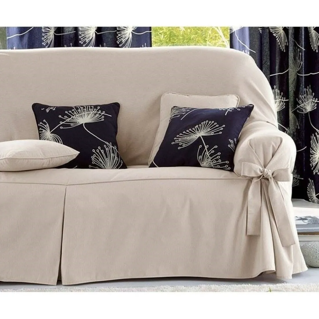 Housse de canapé à nouettes - Beige