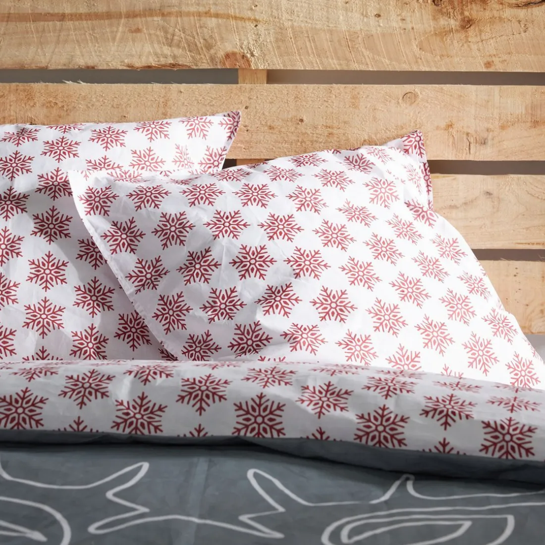Housse de couette + 2 taies d'oreiller 63x63 coton HORS PISTE Cerf