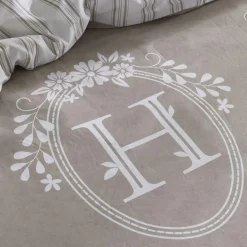 Housse de couette Beige Coton 57 Fils Imprimé Berenice - Charme