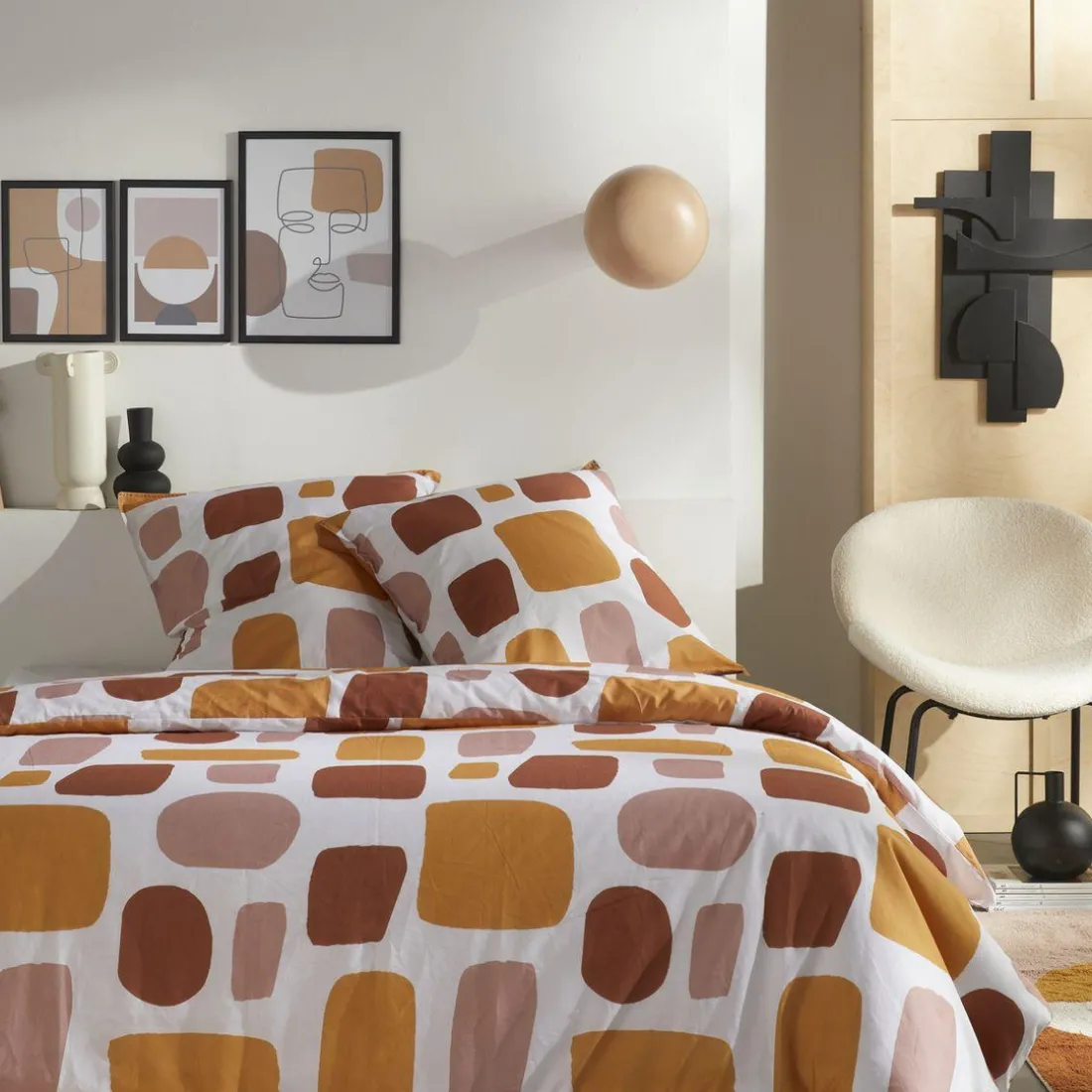 Housse de couette Blanche Coton 57fils Mood TODAY - Retro Mood