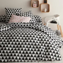 Housse de couette coton LORENZ - noir/blanc