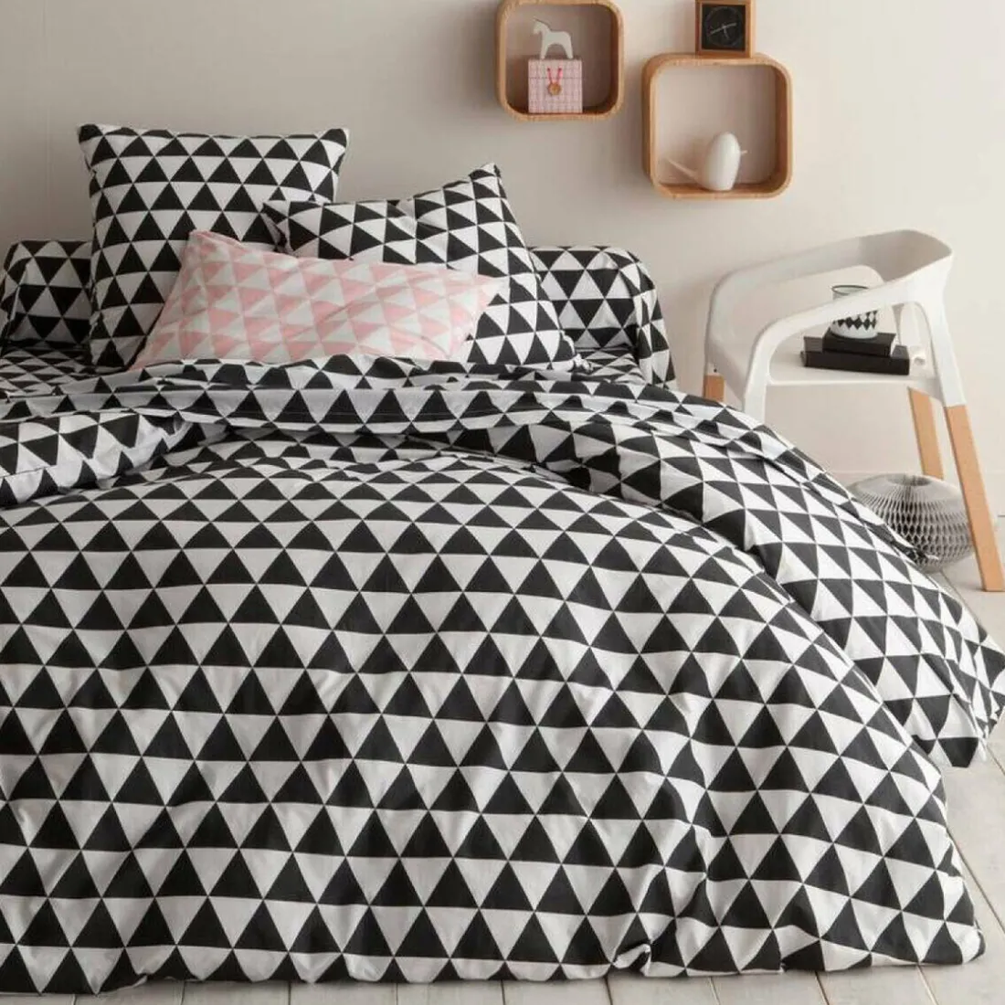 Housse de couette coton LORENZ - noir/blanc