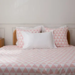 Housse de couette coton LORENZ - rose/blanc