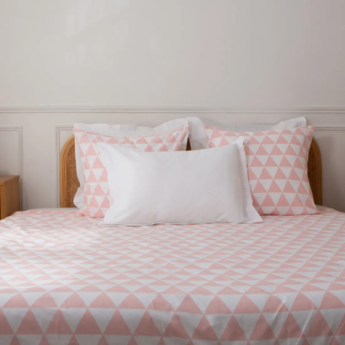 Housse de couette coton LORENZ - rose/blanc