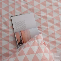 Housse de couette coton LORENZ - rose/blanc