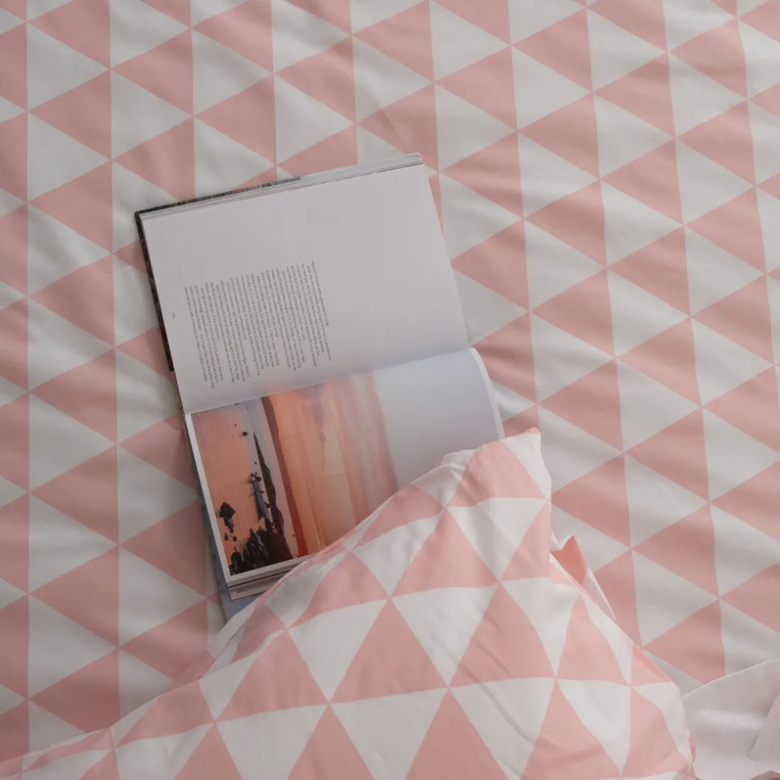 Housse de couette coton LORENZ - rose/blanc