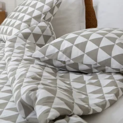 Housse de couette coton LORENZ - gris/blanc