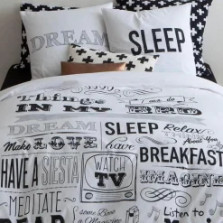 Housse de couette coton SLEEP - blanc/noir