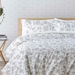 Housse de couette coton Tree Life- Blanc et Gris