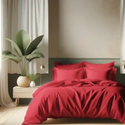 Housse de couette Coton TERTIO® - Rouge Carmin