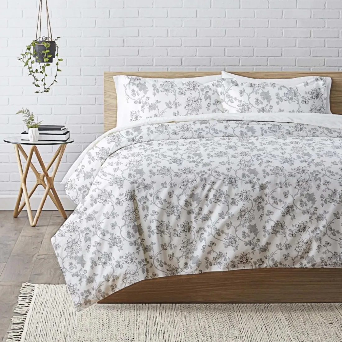 Housse de couette coton Tree Life - Blanc et Gris