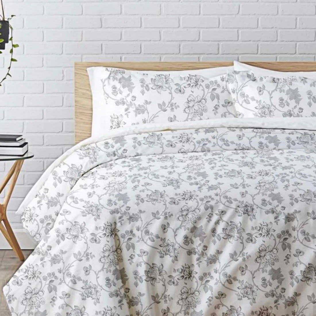 Housse de couette coton Tree Life - Blanc et Gris