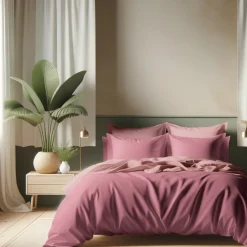 Housse de couette Coton TERTIO® - Vieux rose / Rose blush