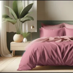 Housse de couette Coton TERTIO® - Vieux rose / Rose blush