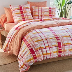 Housse de couette en coton ACIDULEE carreaux graphiques multicolore