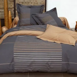 Housse de couette en coton CARNABY motif rayures placées-Gris