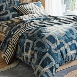 Housse de couette en coton MARTIAL bleu