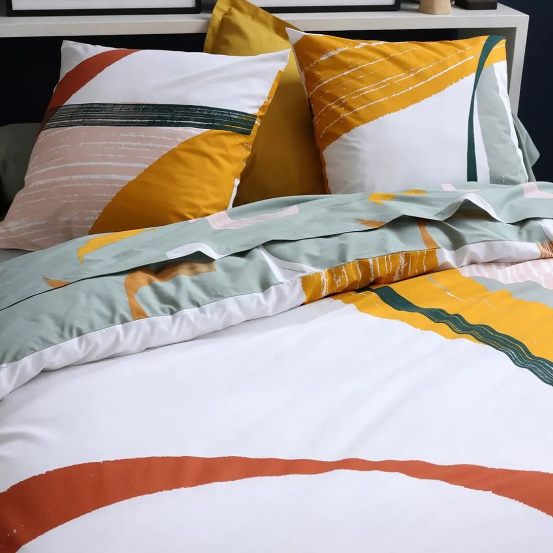 Housse de couette en coton ABSTRACT gris