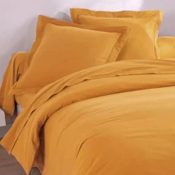 Housse de couette en flanelle uni LAUREAT, jaune soleil