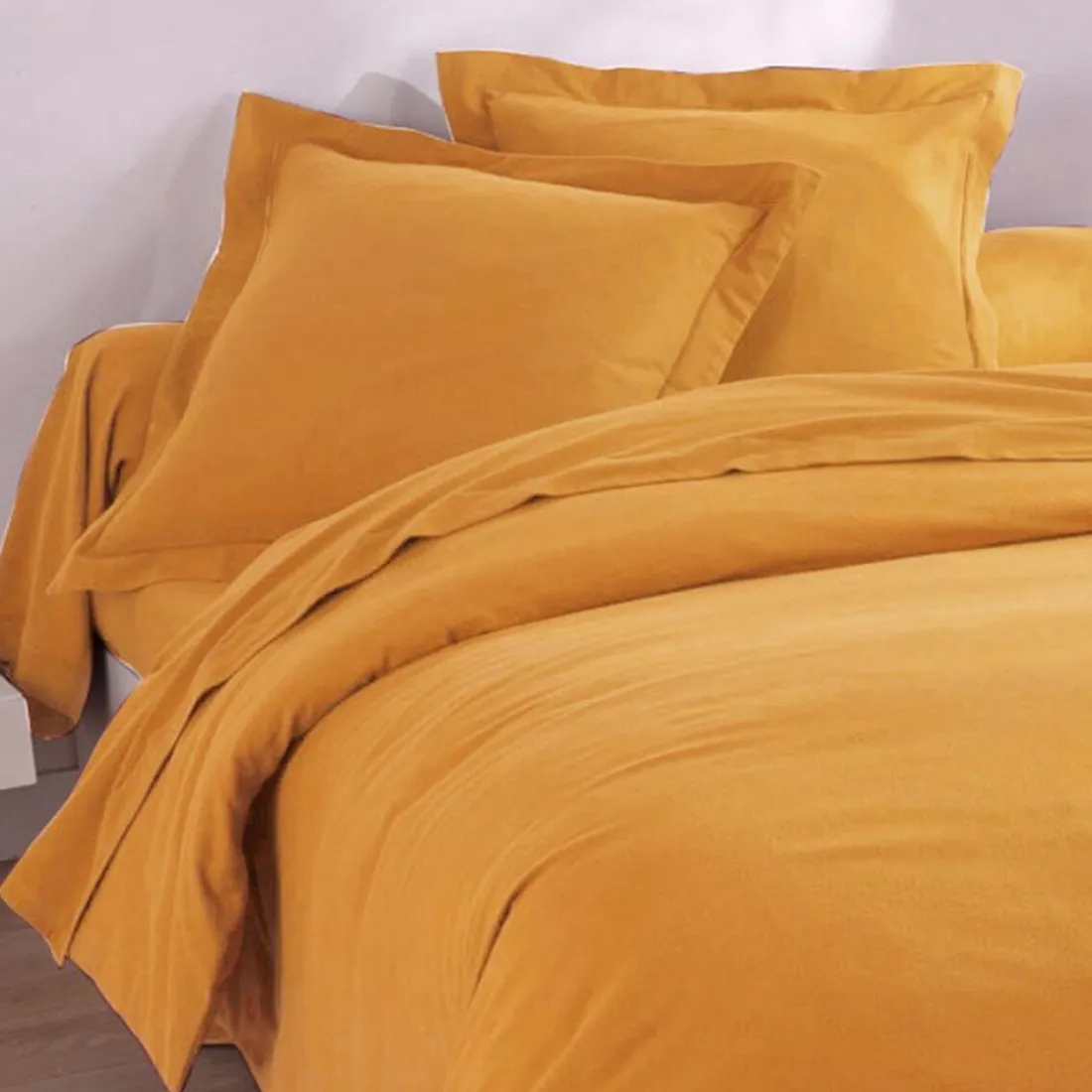 Housse de couette en flanelle uni LAUREAT, jaune soleil