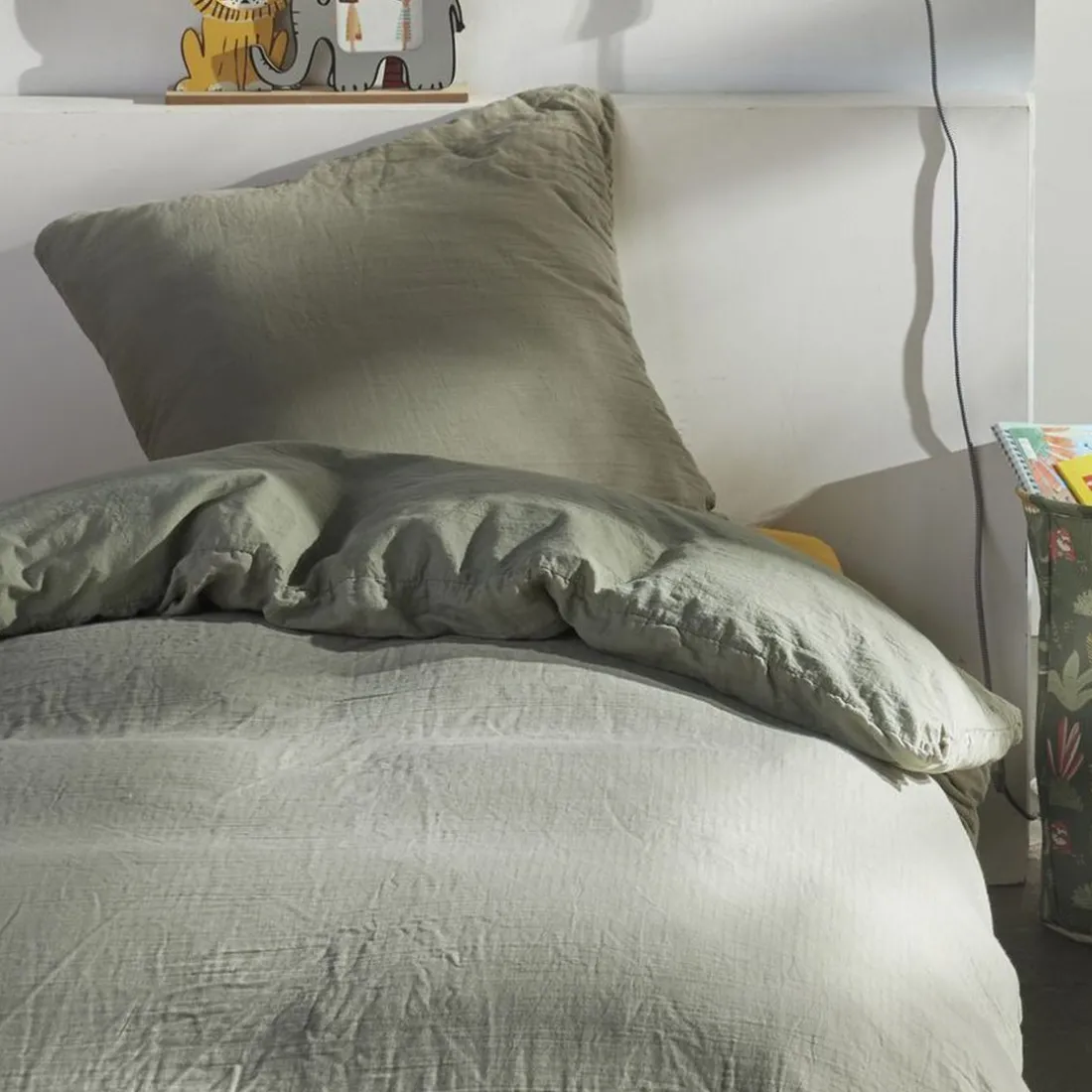 Housse de couette en gaze de coton 150g/m² WEB sauge
