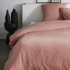 Housse de couette en gaze de coton 150g/m²WEB rose des sables
