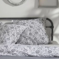 Housse de couette Grise Coton 57 Fils Imprimé Capucine - Charme