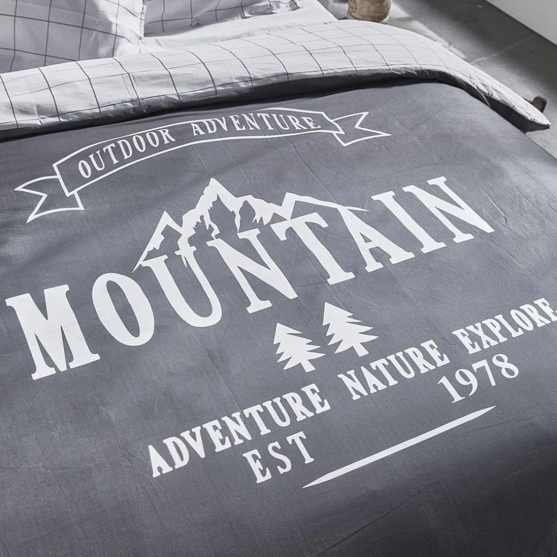 Housse de couette Grise Coton 57fils Mountain TODAY Montagne