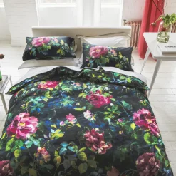 Housse de couette imprimée en satin de coton Gertrude