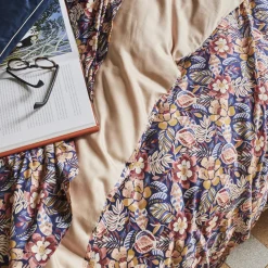 Housse de couette imprimée en satin de coton, Folk-flowers