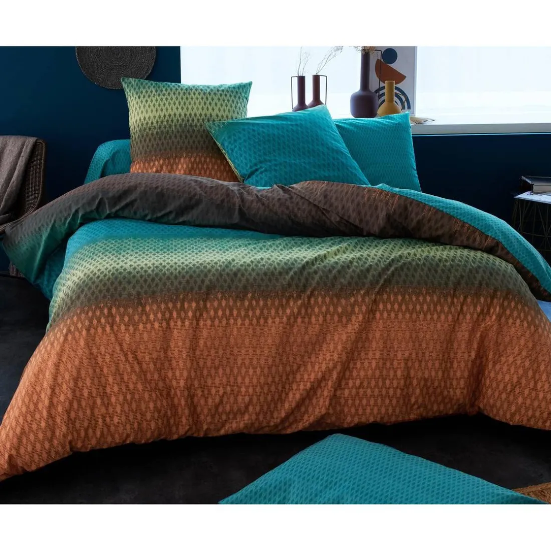 Housse de couette micromotif en dégradé RYTHME multicolore